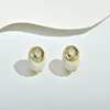 Brincos de Cristal com Esmalte Oval Estilo Coreano Gota d'Água para Mulheres, Brincos Elegantes de Alto Padrão Estilo Francês com um Toque de Luxo Leve