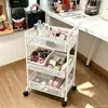 Carrito Pequeño Estante de Almacenamiento para Dormitorio Bocadillos Libros Estante de Almacenamiento Multicapa Cocina Baño Estante de Almacenamiento Móvil para Huecos