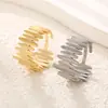 Ventas Directas de Fábrica Venta Caliente Transfronteriza Anillo de Acero Inoxidable Hoja de Sauce Estilo Ins para Mujer Arreglo Joyería de Mano Abierta Simple y a la Moda