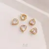 Cor Dourada Real 14K Preserva Cor Zircônia Incrustada Coração Triângulo com Contas Penduradas Pingente Pulseira Brincos DIY Acessórios
