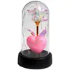 Mini Tampa de Acrílico com Flor de Rosa Dourada Coração Dia dos Namorados Criativo Pequeno Presente Ornamento Luminoso Presente Atacado
