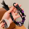 Peluca Trenzada de Kuromi Anillo para el Cabello Infantil Chica Dulce y Genial Trenza de Boxeo Cola de Caballo Alta Cuerda para la Cabeza Cuerda para el Cabello de Niñas Tocado