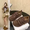 Suela gruesa ligero nuevo cuero suave 2026 Otoño/Invierno zapatos casuales tacón oculto versátil cómodo zapatos de un solo color mujer velcro retro