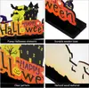 Decoración de Madera Nueva para Fiesta de Halloween Transfronteriza Suministros para Fiesta de Dulces o Truco Decoración de Mesa Artesanías de Madera