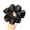 Estilo coreano hija estilo dorado satén de alta calidad borde de madera bola de flor de cabeza para el pelo cuerda para el pelo