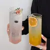 Vaso de vidrio simple y minimalista, de paredes rectas, taza de café cuadrada, taza para té de frutas, vaso alto para beber, para uso doméstico, con un toque de lujo y alta estética