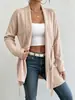 Cárdigan de Punto para Mujer de Venta Caliente Transfronteriza, Otoño e Invierno, Sencillo, Manga Larga, Cinturón de Corbata, Chaqueta de Punto Holgada Versátil Casual