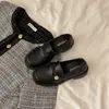 Zapatos Pequeños de Cuero Negros Estilo Británico con Tacón Grueso para Mujer 2026 Nuevo Otoño/Invierno Aumenta la Altura para Personas Bajas Con Faldas Mocasines de Suela Suave