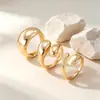 Anillo cruzado europeo y americano creativo con flor de gota de aceite microincrustada para mujer, elegante anillo abierto de perla con gota de agua