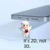 Tapón de Polvo para Teléfono Acrílico de Ángel del Amor 2D, Diseño de Corazón de Amor, Compatible con Iphone/T