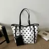 Bolso Tote de Lunares Estilo Coreano Bloque de Color Moda Gran Capacidad Bolso Tote para Viajes Diarios Tendencia de Nicho Bolso de Hombro