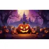 Tela de Fondo Nueva Decoración de Halloween Transfronteriza Fiesta de Horror Cabeza de Calabaza Calavera Chica Tela Colgante Bruja Se Puede Personalizar