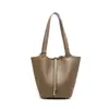 Bolsa de Mão, Bolsa de Ombro, Couro Genuíno de Camada Superior de Couro Bovino Feita Sob Medida, Grande Capacidade, Sensação de Alto Padrão, Bolsa Saco de Nicho para Mulheres
