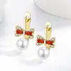 Transmisión en vivo súper ventas nuevos aretes de perla con moño estilo coreano moda personalidad versátiles aretes de perla sintética dropshipping