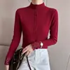 Suéter de punto chic estilo francés con cuello semialto de ganchillo y botones para mujer, nuevo diseño 2026, suéter base elegante y cálido