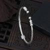 Pulsera Original de Plata Forjada Hecha a Mano Estilo Tailandés Chiang Mai para Mujer, Sencilla Pulsera S925 Brillante con Textura Martillada Abierta