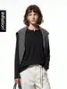 Roupa Masculina Jiezhan Gola Henley Costurada Stretch em Quatro Direções Manga Longa 26 Outono Novo Produto Estilo Old Money Manga Raglan Camiseta para Homens e Mulheres