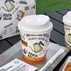 Copo de café descartável de desenho animado, copo de papel para chá com leite, copo comercial criativo para viagem, bebida quente, com tampa, de camada dupla