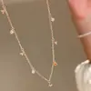 Collar de Aliento de Bebé Chapado en Oro Rosa Romántico Retro Francés Cadena de Clavícula de Diamante Galaxia Brillante de Lujo Simple para Mujer