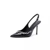 Novas Sandálias Aumentadoras de Altura 2025 Bico Fino Deslumbrantes Sexy Emagrecedoras Deusa Versáteis com um Temperamento Cool e Elegante Salto Alto com Strass