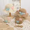 Sombrero de paja de princesa a prueba de sol para niña pequeña de verano, sombrero de pescador a prueba de sol para bebé niña de verano, bolsa para niños padre-hijo