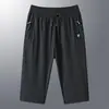 Pantalones Cortos de Seda Helada para Hombre para Papá, Shorts Casuales de Secado Rápido Verano 2026, Largo 7/8, Corte Holgado, Estilo Delgado para Personas de Mediana Edad y Mayores