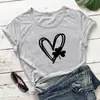 Ebay Sitio Independiente de Comercio Exterior Estampado de Trébol en Forma de Corazón Moda Suelta Suéter Camiseta de Manga Corta Ropa para Mujer