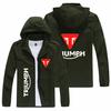 Nueva chaqueta tipo cárdigan con capucha deportiva informal estampada para hombre, disponible en otoño, chaqueta cortavientos de moda urbana para hombre.