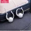 Accesorios diy tachuelas de plata de ley 925 hebilla de oreja anillo de oreja de dos clavos pendientes de perlas pendientes pendientes material chapado en platino