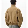 Jaqueta de Trabalho Retrô com Gola Alta Nova Coleção Primavera 2025 Estilo Americano Curta Masculina Macacão de Voo Top Solto para Homens