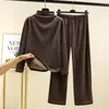 Nuevo conjunto de capa base cálida de otoño e invierno cepillada y engrosada con cuello semialto para mujer, con camiseta de manga larga y conjunto de dos piezas de forro polar térmico