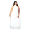 Europeu e Americano Amazon Novo Verão Elegante Plissado Solto Sem Mangas Vestido para Mulher Gorda Forro Feminino
