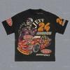 Camiseta de Hombre con Estampado Americano, Estilo Vintage Y2K, Camiseta Oversize de Algodón Puro, Ropa Gótica para Mujer de Pareja, Patrón Gótico Harajuku