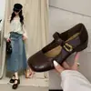 2026 Novos Sapatos Quadrados com Solado Grosso para Aumento de Altura, com Tiras de Velcro, Estilo Mary Jane Retrô para Outono