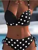 Bikini Retro de Lunares Europeo y Americano Transfronterizo Sexy Hottie Dos Piezas Push-Up para Vacaciones en Isla de Aguas Termales Mujeres