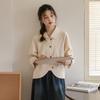2024 Outono e Inverno Novo Estilo Japonês Estilo Extremamente Simples Senso de Design Irregular Lixado Solto Emagrecimento Camisa de Manga Curta Longa para Mulheres