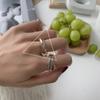 Anel Retro Personalizado de Espinho Coreano para Mulheres, Nova Tendência Popular de Anel de Dedo Indicador Aberto Geométrico Irregular de Camada Dupla