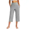 Pantalones de Yoga Rectos Sueltos de Tiro Alto Color Melocotón Otoño Invierno Pantalones de Yoga de Siete Puntos Pantalones Vaqueros Casuales Sueltos para Mujer