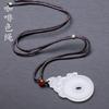 32x 50mm Grasa Natural Oro Blanco Seda Jade Blanco Jade Blanco Colgante que Marca el Tiempo Colgante para Hombres y Mujeres Colgante de Jade