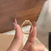 Anel Tendência Estilo Palácio com Diamantes Inteiros de 1 Quilate para Mulheres, Anel Aberto Irregular Estilo Ins de Luxo Leve