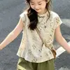 Conjunto de Manga Corta para Niñas Nuevo Estilo Chino Estilo Nacional Verano 2026 Conjunto de Dos Piezas Ropa de Verano para Niñas Grandes Producto Nuevo Súper Bonito