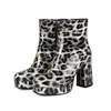 Botas Martin con cremallera para otoño e invierno 34-45, botas de cuero de media pantorrilla para mujer transfronterizas, punta redonda, charol, plataforma impermeable, botas de mujer talla grande