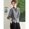 Elegante blusa feminina estilo francês 2026 camisa de outono para o trabalho com cintura afunilada