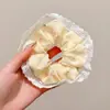 Accesorio para el Cabello con Lazo de Encaje Estilo Francés para Mujer, Goma Elástica de Color Blanco Leche Estilo Pastoral, Banda Elástica Simple