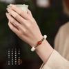 Hermoso Pulsera de Bodhi de Jade Blanco Cuentas de Buda Artístico Mori Sauvignon Blanc Temperamento Sencillo Cuentas de Calabaza Pulsera de Círculo Único