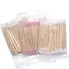 100 Cotonetes Ponta Fina para Manicure de Madeira Descartáveis para Remoção de Cola Limpeza de Ranuras de Unha Ferramenta de Cotonete