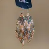 Aretes de Aguja Plateada con Borlas de Cristal Incrustadas de Diamantes, Estilo Étnico, Estética de Nicho, Lujo Ligero, Sensación de Alta Gama, Aretes Exagerados y Versátiles