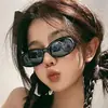 Gafas de sol ovaladas pequeñas con montura fina estilo americano picante dulce-fresco para adelgazar para mujer, Gafas de sol geniales de moda para streetwear para hombre