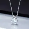Collar Transfronterizo Clásico de Lujo Accesible con Moissanita de Seis Garras para Mujer, Cadena Sencilla y Versátil de Plata de Ley S925 de Alta Gama con Moissanita para Clavícula