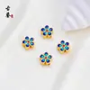Cobre Puro Chapado en Oro Esmalte Cloisonné Flor de Cinco Pétalos Separadores para Pulsera DIY Accesorios de Joyería Florales con Goteo de Aceite Cuentas Sueltas
